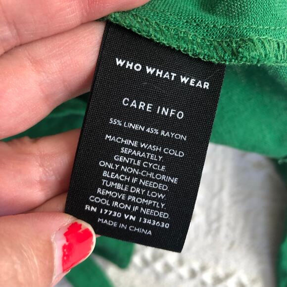 Who What Wear Linen-Blend Peplum Tank Top Belted Button-Front Green S Cottage - Picture 8 of 8